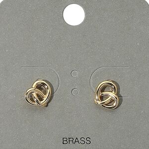 Gold Pretzel Knot Stud Earrings Fashion Statement Jewelry Accessory